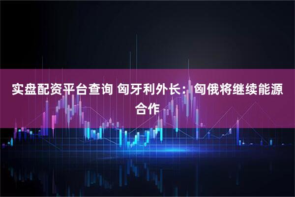实盘配资平台查询 匈牙利外长：匈俄将继续能源合作