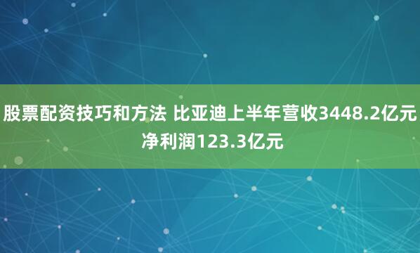 股票配资技巧和方法 比亚迪上半年营收3448.2亿元 净利润123.3亿元